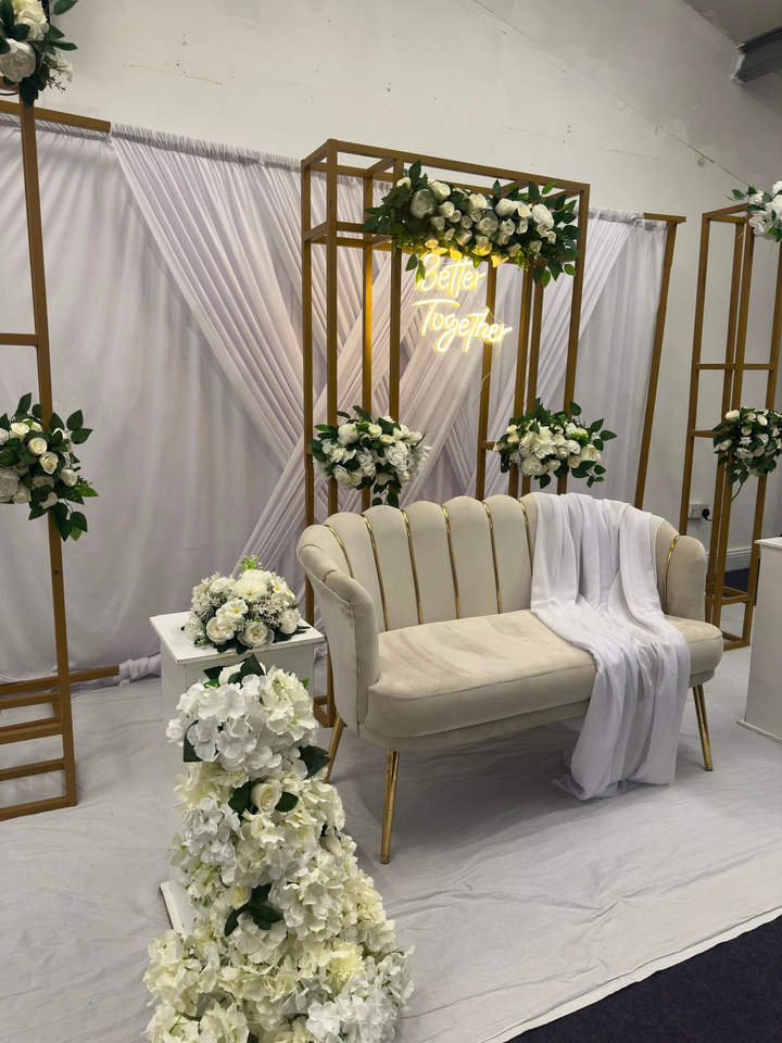 Loveseat arch alternate styling with florals