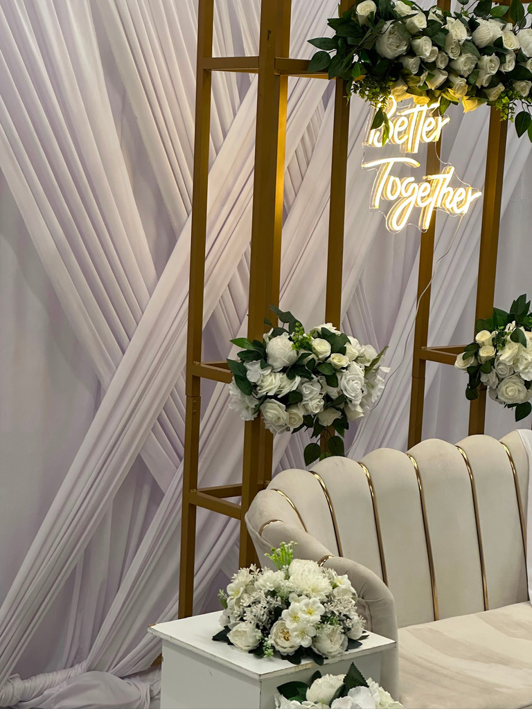 Loveseat styling with neon sign accent